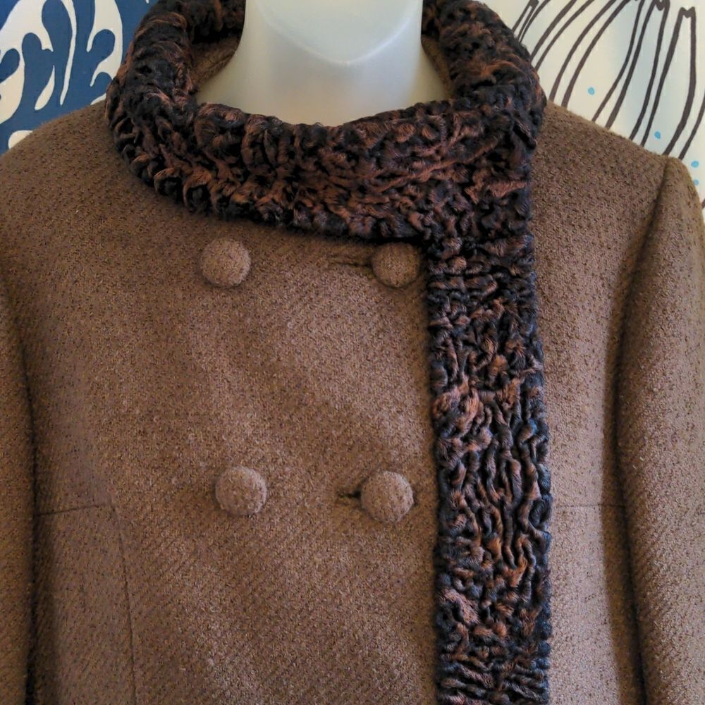 VTG 60s Insley's Johnstown Wonderlaine Brown Boucle Jacket w/Boiled Wool Trim - Picture 2 of 16